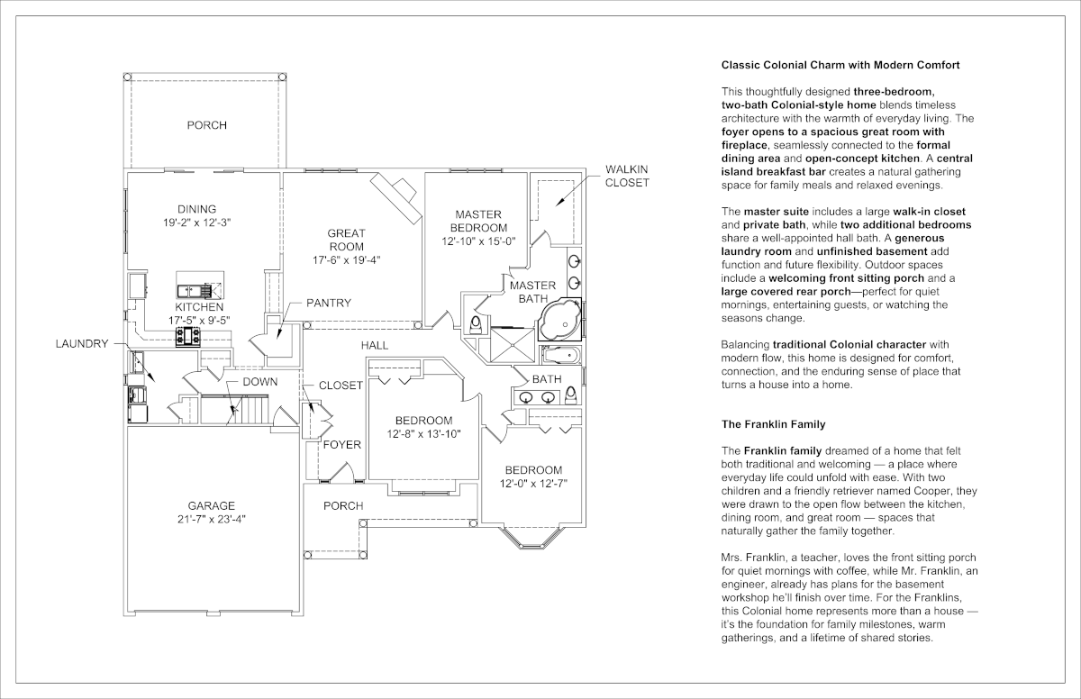 Colonial House Floor Plan sample drawing preview