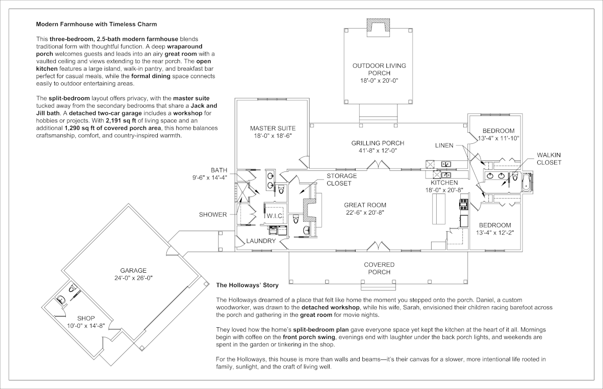 Country Farmhouse Floor Plan sample drawing preview